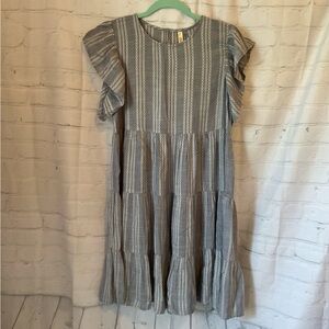 Elan Blue and White Patterned Dress, NWT